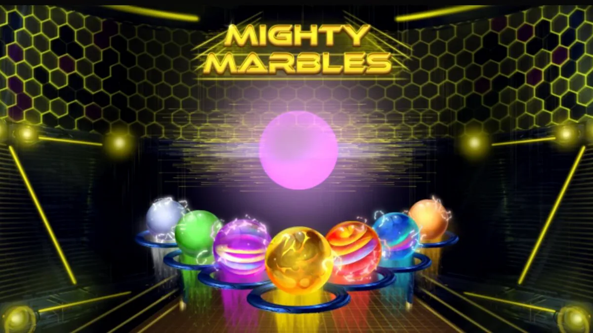 Mighty Marbles slot neon space theme grid